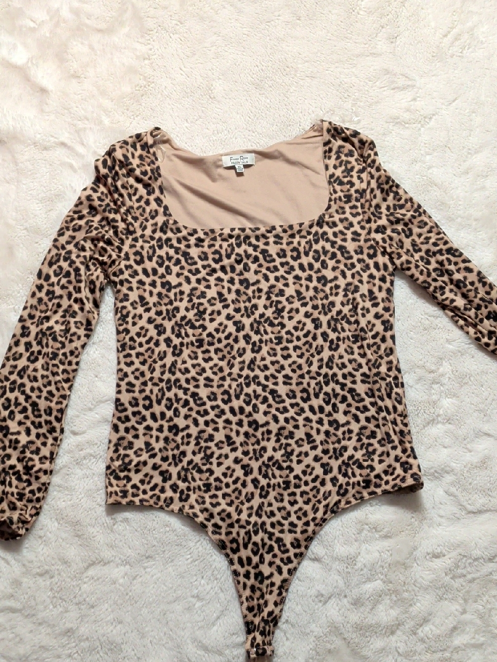 Leopard Print Long Sleeve Bodysuit - Tan and‎ Black